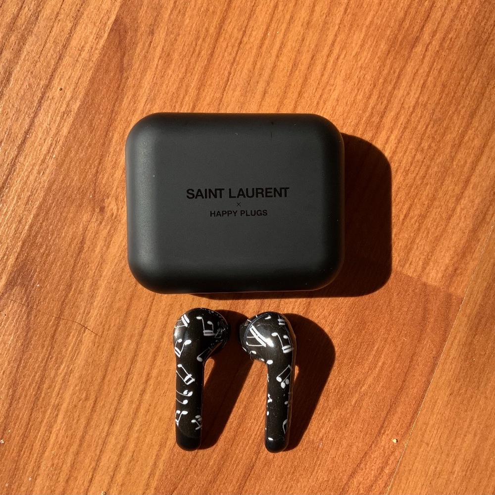 SAINT LAURENT  air,  headphones / happy plugs